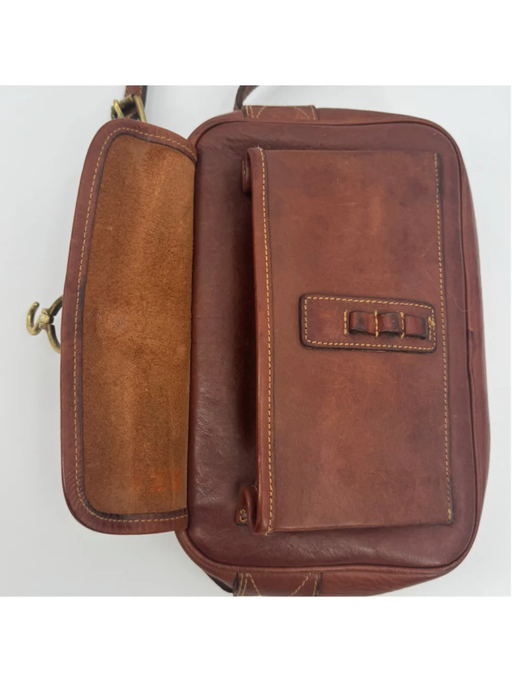 Vintage Archival Ralph Lauren Cognac Leather Crossbody Camera Bag Unisex